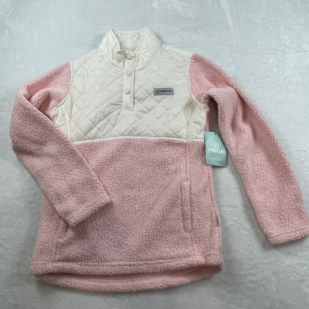 Magellan Outdoors Girls Fleece Pullover L Gorpcore Sherpa Cozy Pink Hiking Cabin